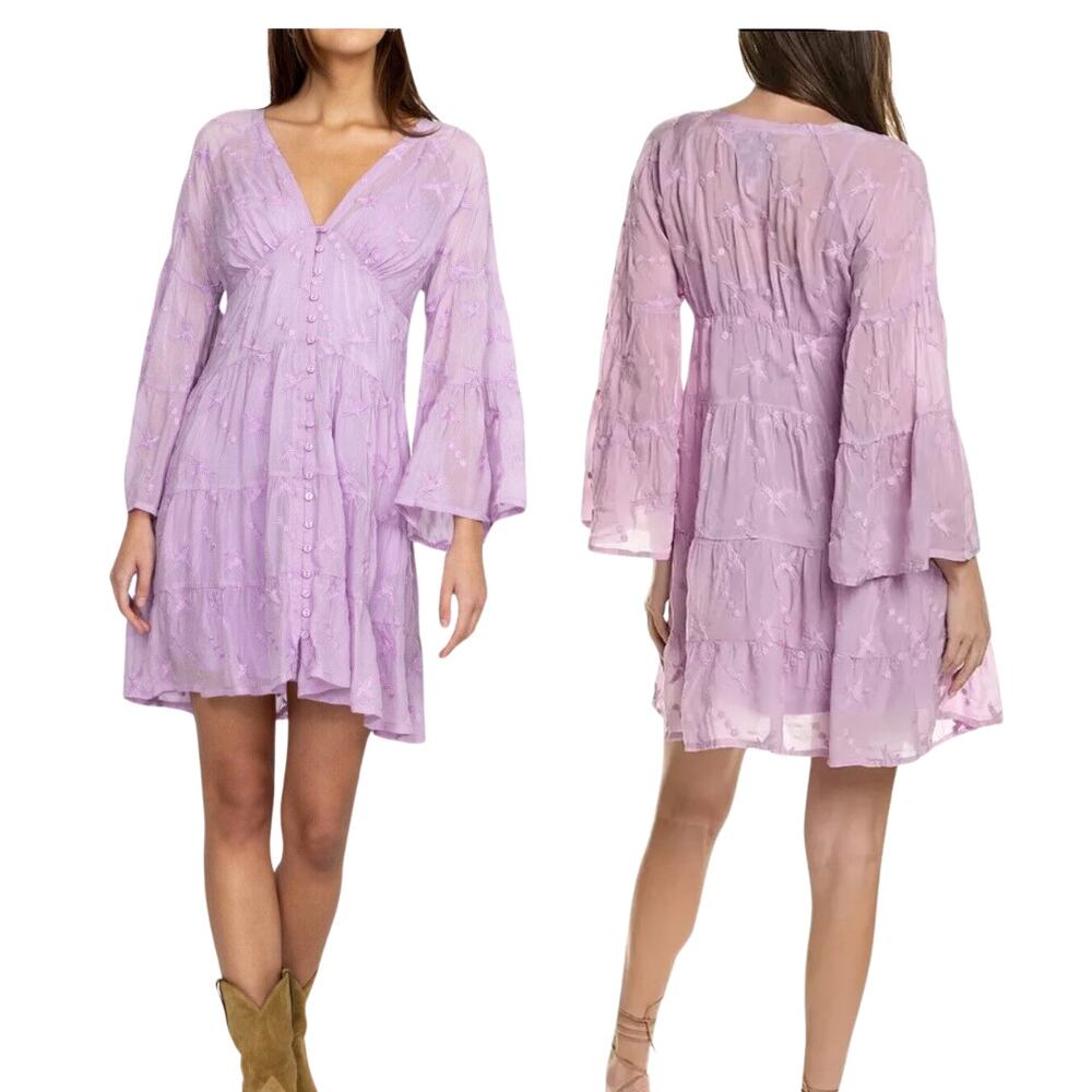Johnny Was Phoenix Mini Dress Embroidered Flowy Boho Festival Preppy Romantic XS